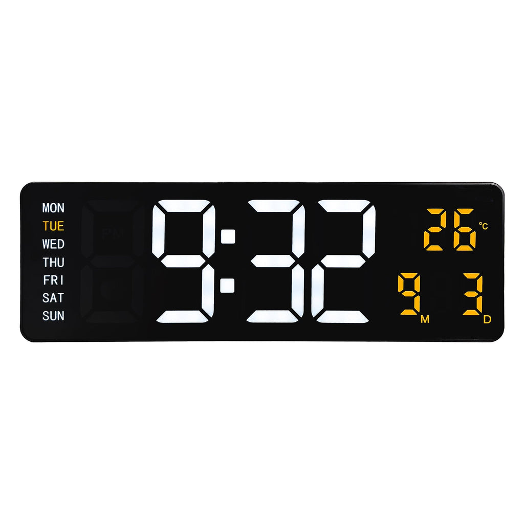 Digital wall/alarm clock 38.8x12.9x3.2cm-Black-ABS-NeXtime 'Super Digi
