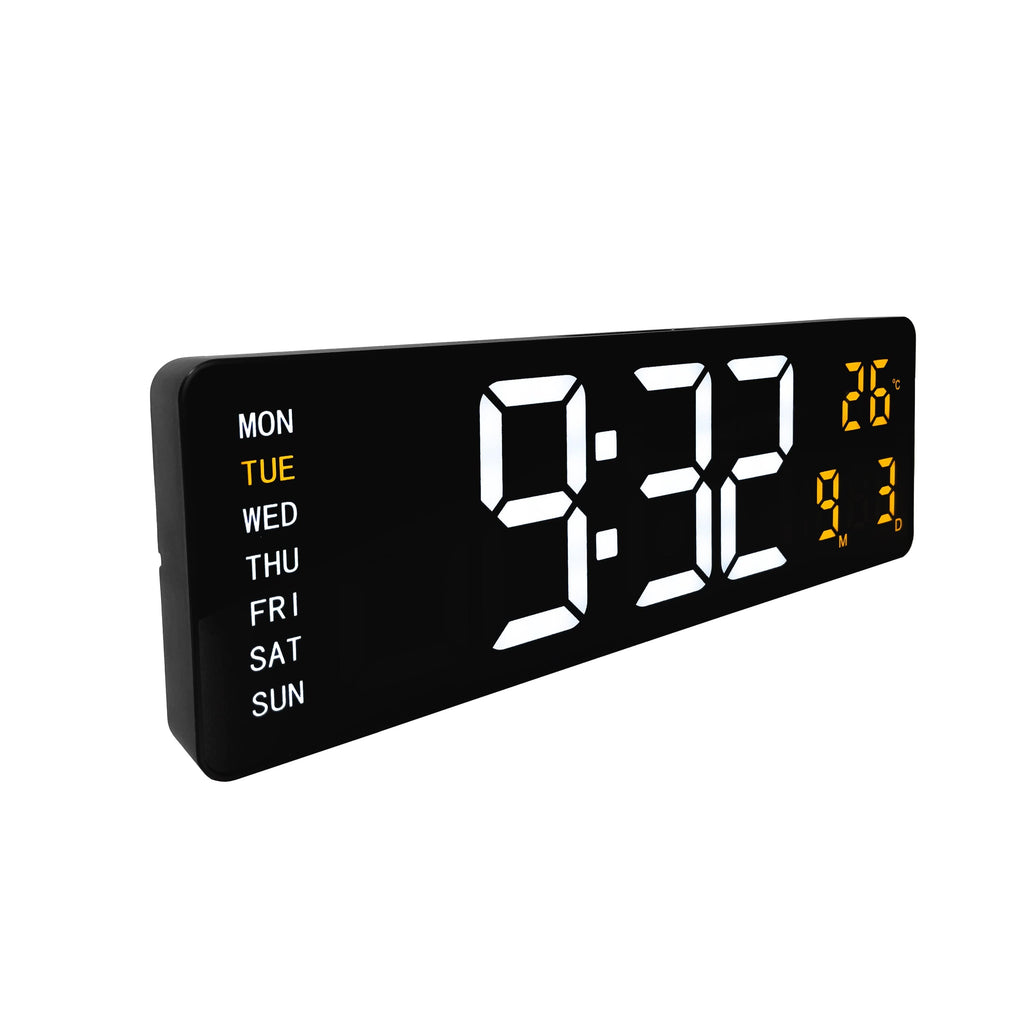 Digital wall/alarm clock 38.8x12.9x3.2cm-Black-ABS-NeXtime 'Super Digi