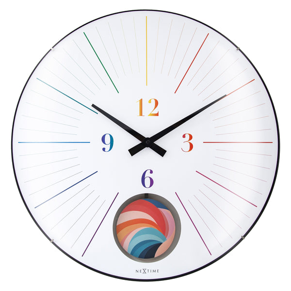 Large wall clock; Silent clock; Designer clock; Pendulum clock;  Gift; Unique clock; NeXtime; Rainbow clock; Colorful clock; Mondern clock; Artistic; Workplace ; #color_multicolor