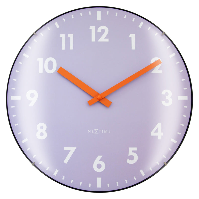 Wall Clock; Silent Clock; Designer Clock; Gift; Trendy clock; Lavender; Dome glass; NeXtime; décor; Neutral; Minimalist; Urban ;