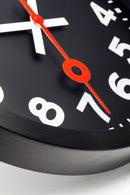 Wall clock;  Silent clock; Designer clock; Gift; Modern clock; Unique clock; NeXtime;  Station clock; Classic clock; Black clock; Minimalist; Workplace; Industrial; Urban