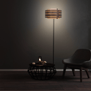 Lamp Shade - Wood (dark walnut veneer)-Fabric (Light Grey) "Beam"