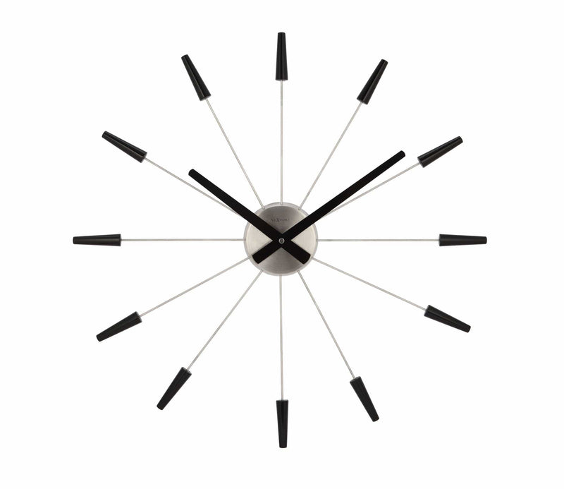 Front Picture 2610ZW,Plug Inn,Wall clock,Silent,Metal,Black ;