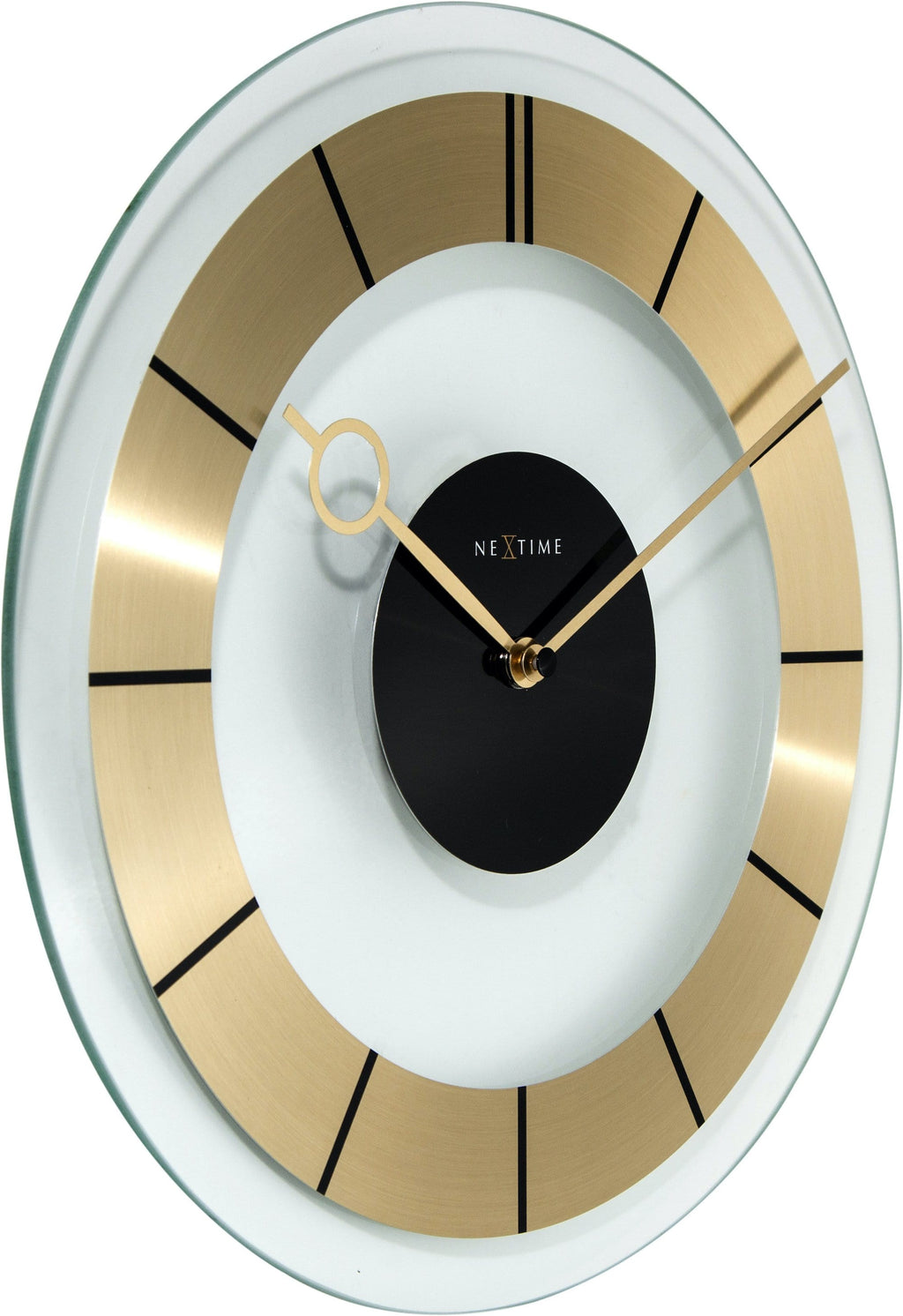 NeXtime Wanduhr 31 cm Glas Gold 'Retro'