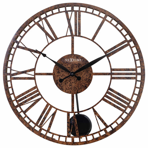 Large Pendulum Wall Clock - 50cm -  Brown - Metal - "London" - NeXtime #color_brown