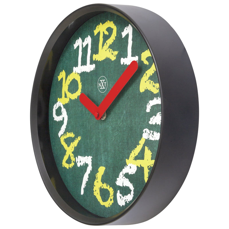 Horloge murale 30cm - Silencieuse - Verte - Plastique - "Chalkboard"