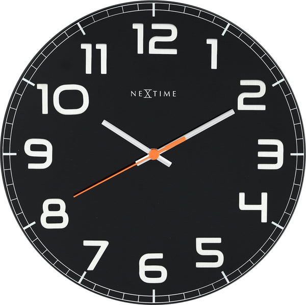 Front Picture 8817ZW,Classy Round,Wall clock,Silent,Glass,#color_black