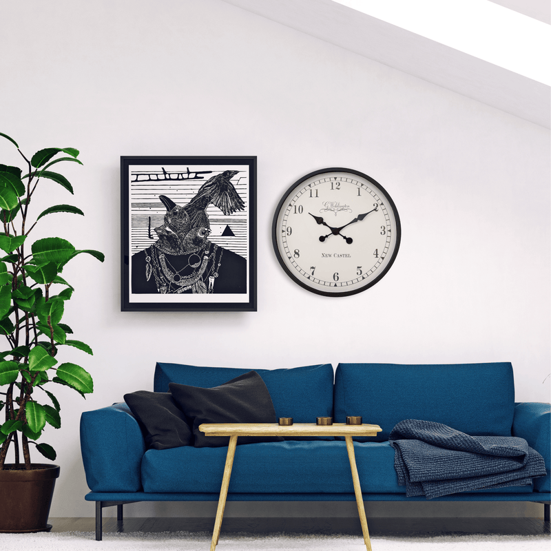 Horloge murale - 60 cm - Plastique - Noir/Crème - 'Ambera'