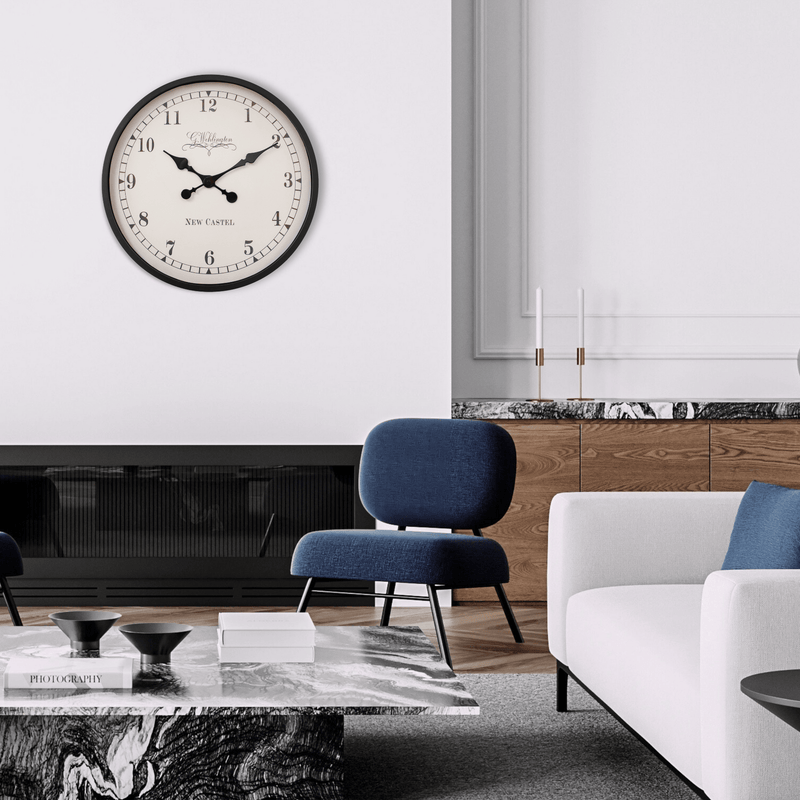 Horloge murale - 60 cm - Plastique - Noir/Crème - 'Ambera'