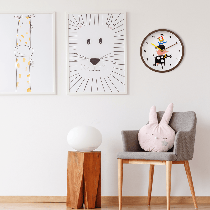 Horloge murale - 30 cm - Plastique - Marron/Blanc - 'FarmTime'