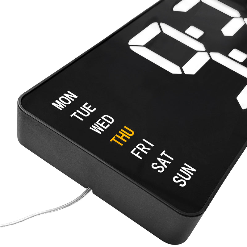 Digital wall/alarm clock 38.8x12.9x3.2cm-Black-ABS-NeXtime 'Super Digi'