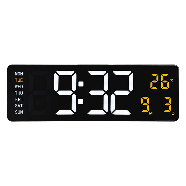 Digitale wand/alarmklok 38,8x12,9x3,2cm-Zwart-ABS-NeXtime 'Super Digi'