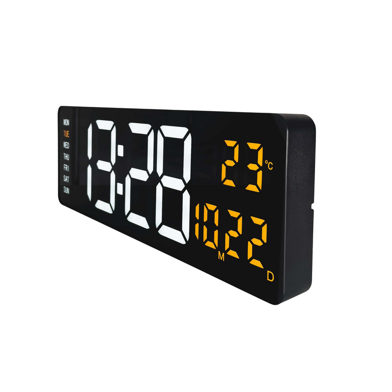 Digital wall/alarm clock 38.8x12.9x3.2cm-Black-ABS-NeXtime 'Super Digi'