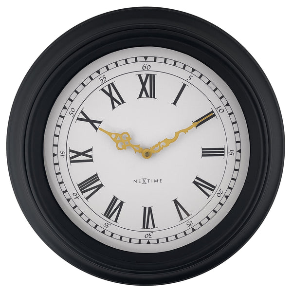 Wall clock 40cm-Silent-Black/Grey-Plastic-NeXtime 'Chopin'