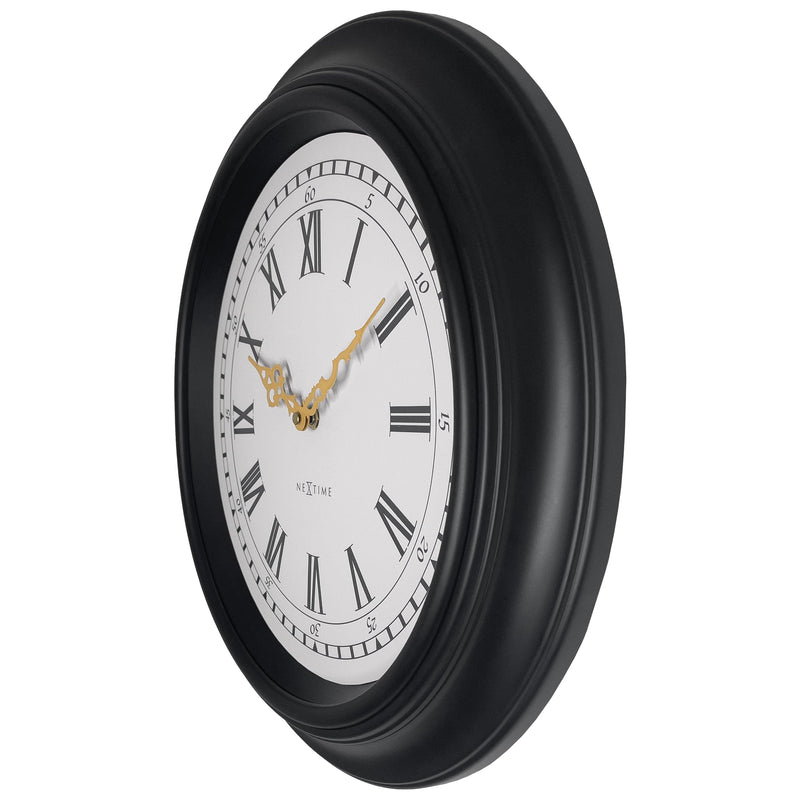 Wall clock 40cm-Silent-Black/Grey-Plastic-NeXtime 'Chopin'