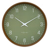 Wall clock 30cm-Silent-Dark wood pattern-Plastic-NeXtime 'Lyra'