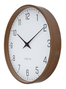 Wall clock 30cm-Silent-Dark wood pattern-Plastic-NeXtime 'Lyra'