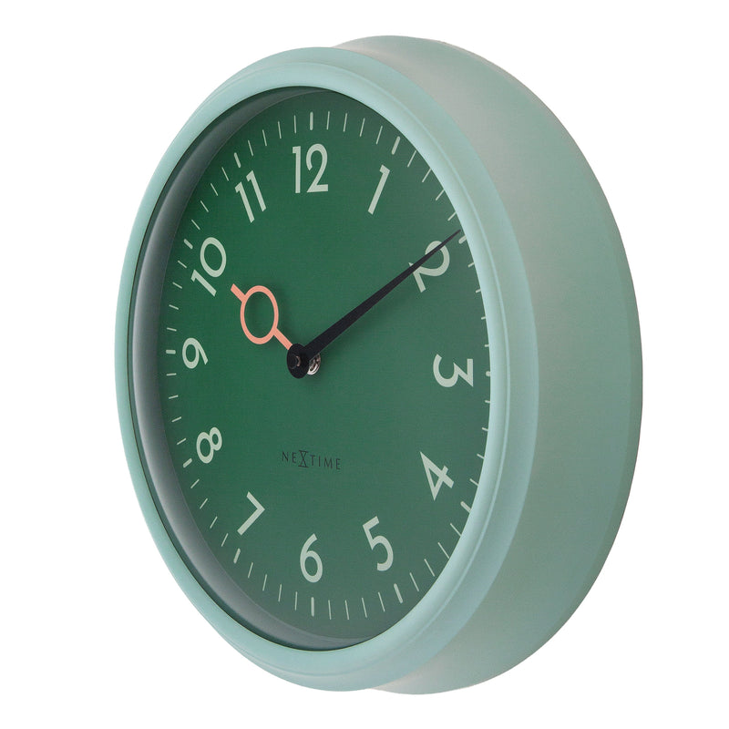 Wall clock; Silent clock; Designer clock; Gift; NeXtime; Trendy colour clock; Minimalist; Modern; Pastel colour clock,