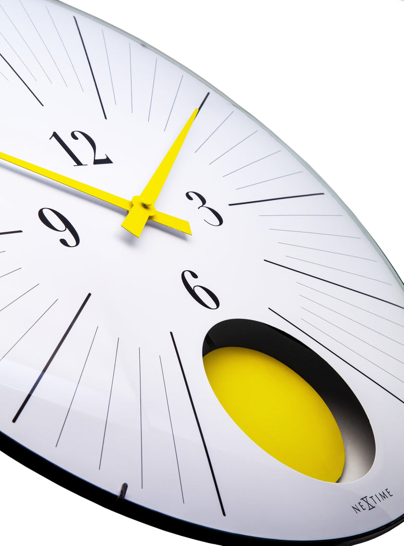 Large wall clock; Silent clock; Designer clock; Pendulum clock;  Gift; Unique clock; NeXtime; Yellow clock; Mondern clock; Artistic; Workplace ;