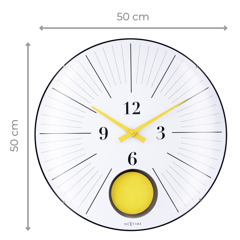Large wall clock; Silent clock; Designer clock; Pendulum clock;  Gift; Unique clock; NeXtime; Yellow clock; Mondern clock; Artistic; Workplace ;