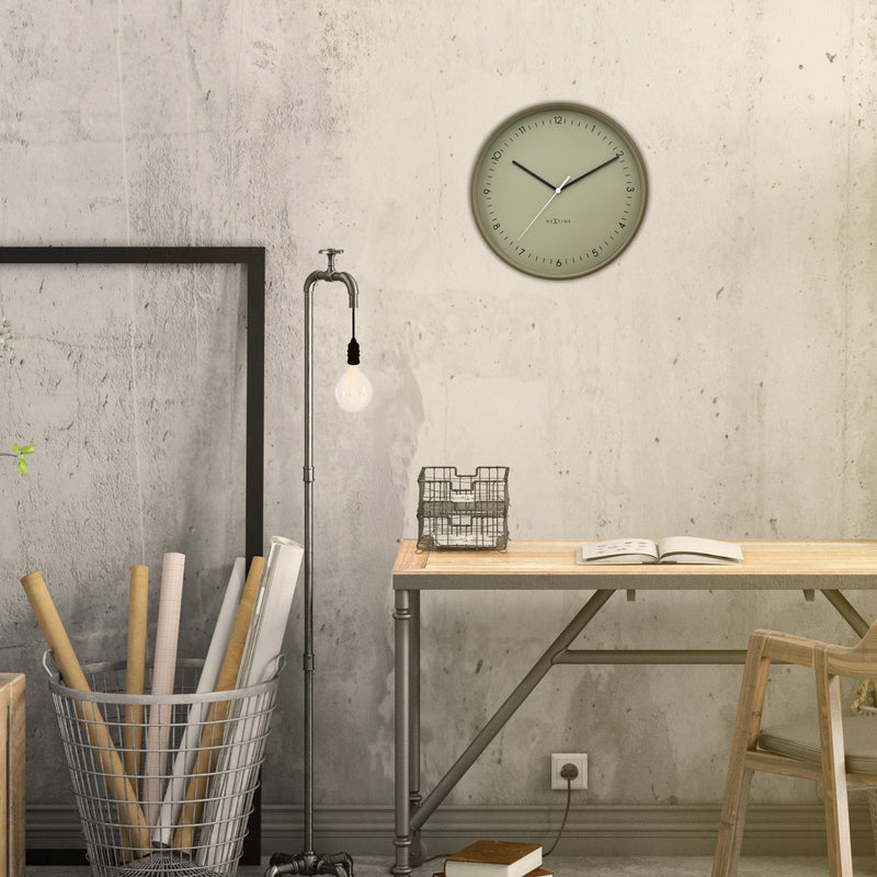 Wall clock; Silent clock; Designer clock; Gift; Modern clock; NeXtime; Minimalist; Scandinavian; Urban; Neutral; Workplace; Earth tone ;
