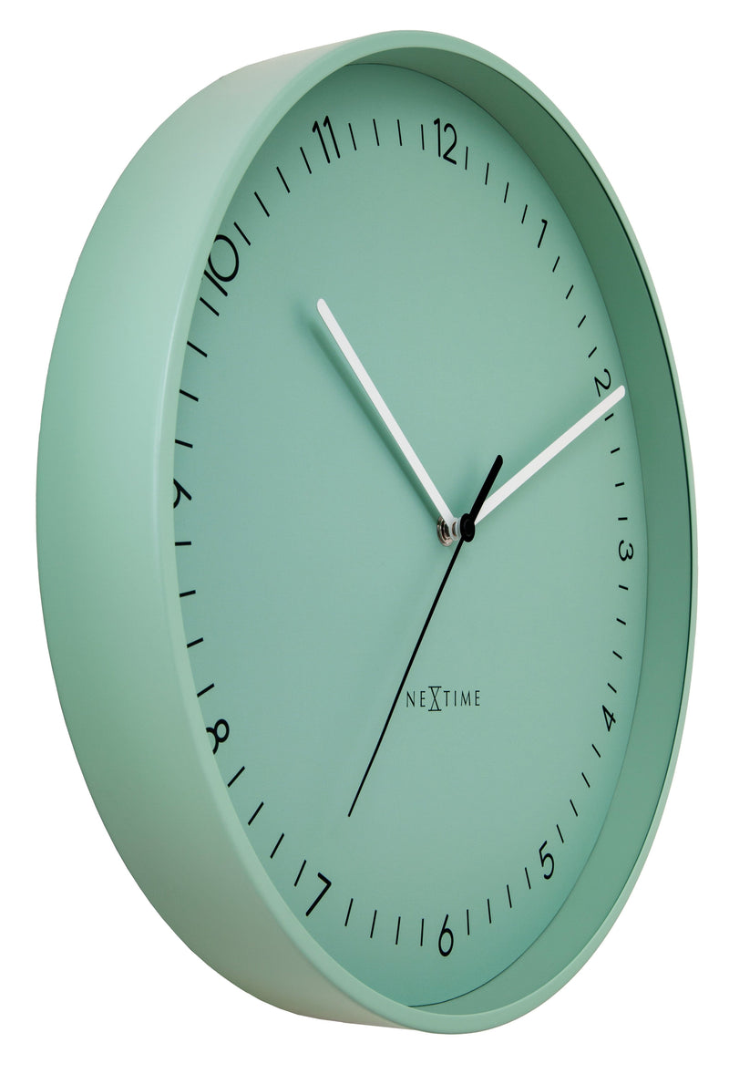 Wall clock; Silent clock; Designer clock; Gift; Modern clock; NeXtime; Minimalist; Scandinavian; Urban; Neutral; Workplace; Green ;