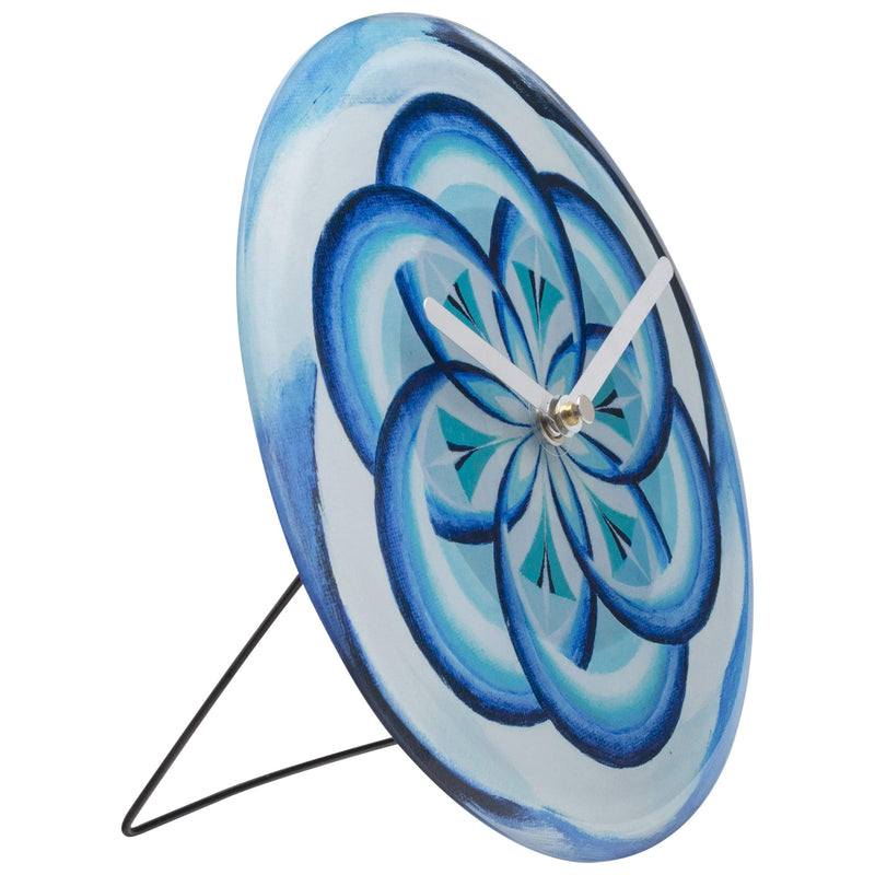 Table/Wall clock 20cm - Silent - Blue -  Tempered Glass - "Cosmo Table"