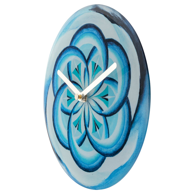 Table/Wall clock 20cm - Silent - Blue -  Tempered Glass - "Cosmo Table"