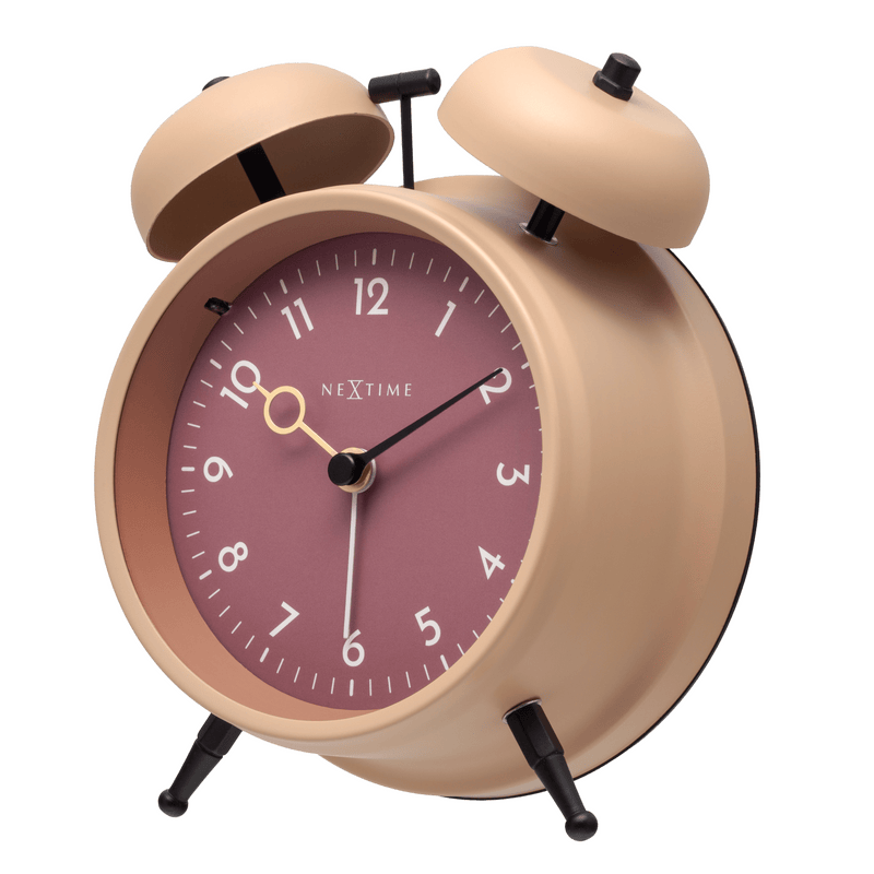 Table Alarm Clock 12 x 14 x 6cm-Silent-Light-Metal-NeXtime "Golden Hour"