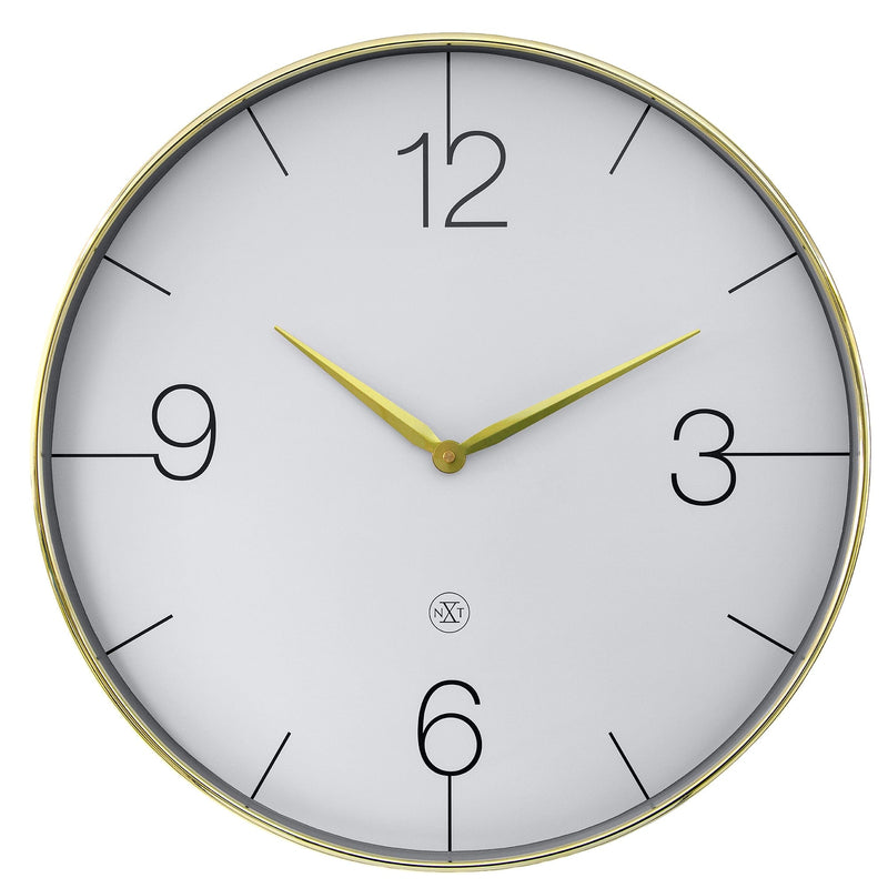 Large Wall Clock; Silent Clock; Designer Clock; Gift; NeXtime; Minimalist; Modern Clock; White dial face; Arabic Index; Home Décor; Gold Colour Clock; Office Clock;