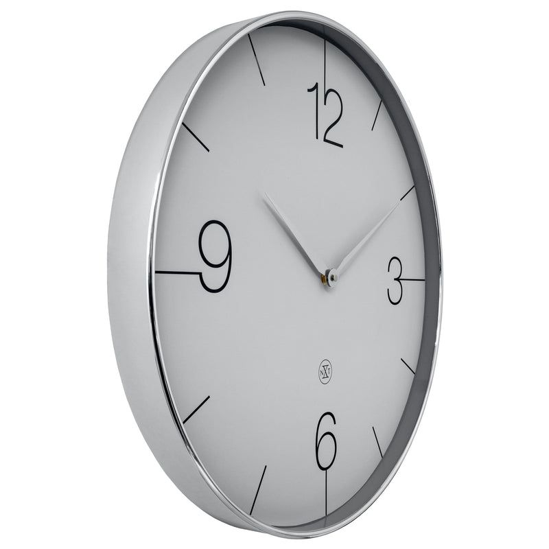 Large Wall Clock, Silent Clock; Designer Clock; Gift; NeXtime; Minimalist; Modern Clock; White dial face; Arabic Index; Home Décor; Silver Clock; Office Clock;