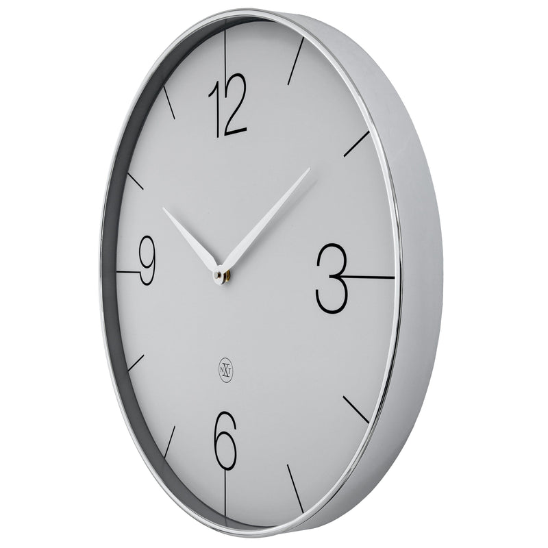 Large Wall Clock, Silent Clock; Designer Clock; Gift; NeXtime; Minimalist; Modern Clock; White dial face; Arabic Index; Home Décor; Silver Clock; Office Clock;