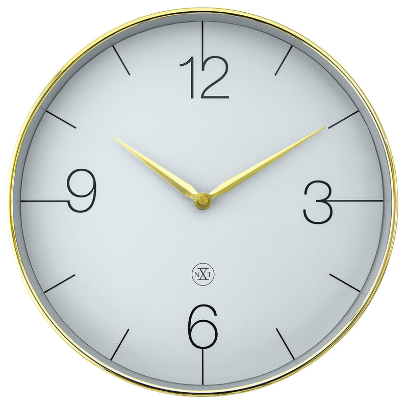 Wall Clock; Silent Clock; Designer Clock; Gift; NeXtime; Minimalist; Modern Clock; White dial face; Arabic Index; Home Décor; Gold Colour Clock; Office Clock;