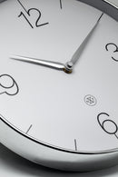 Wall Clock; Silent Clock; Designer Clock; Gift; NeXtime; Minimalist; Modern Clock; White dial face; Arabic Index; Home Décor; Silver Colour Clock; Office Clock;