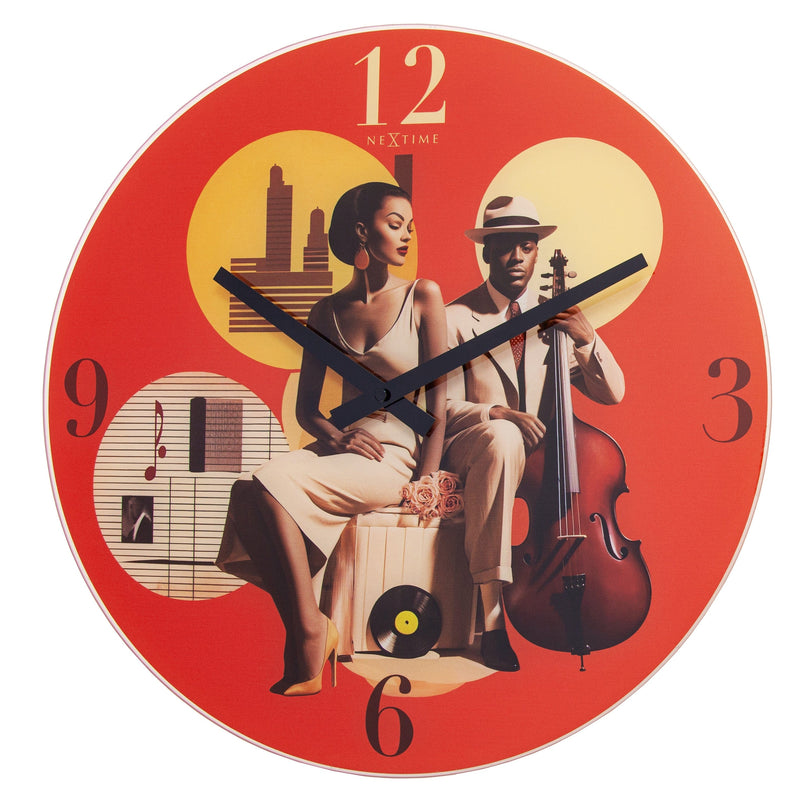 Wall clock - 43cm - Silent - Multicolour - Glass - 'Jazz'