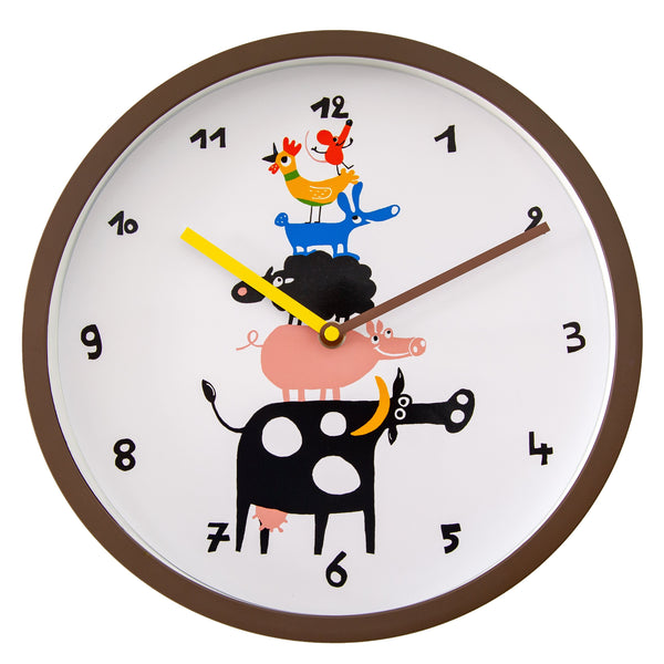 Wandklok - 30 cm - Kunststof - Bruin/Wit - 'FarmTime'