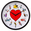 Wall clock-30 cm-Plastic-Black/White-'LoveZoo'
