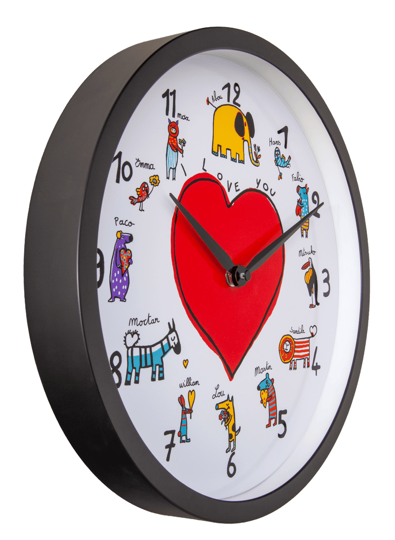 Horloge murale - 30 cm - Plastique - Noir/Blanc - 'LoveZoo'
