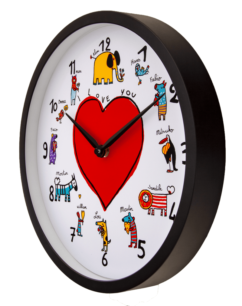 Horloge murale - 30 cm - Plastique - Noir/Blanc - 'LoveZoo'