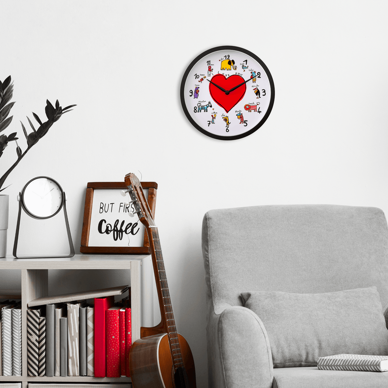 Horloge murale - 30 cm - Plastique - Noir/Blanc - 'LoveZoo'