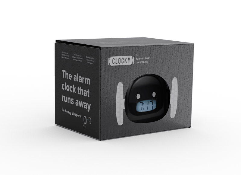 Clocky Black - Alarm clock on wheels