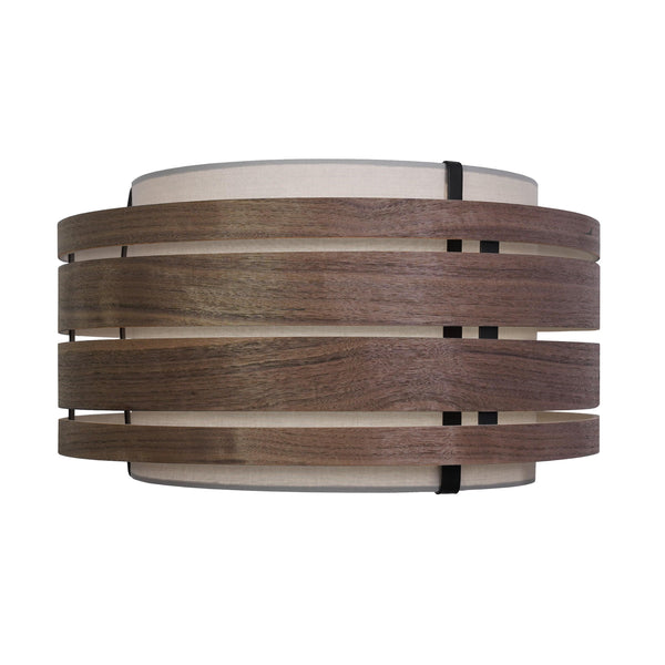Lamp Shade - Wood (dark walnut veneer)-Fabric (Light Grey) "Beam"