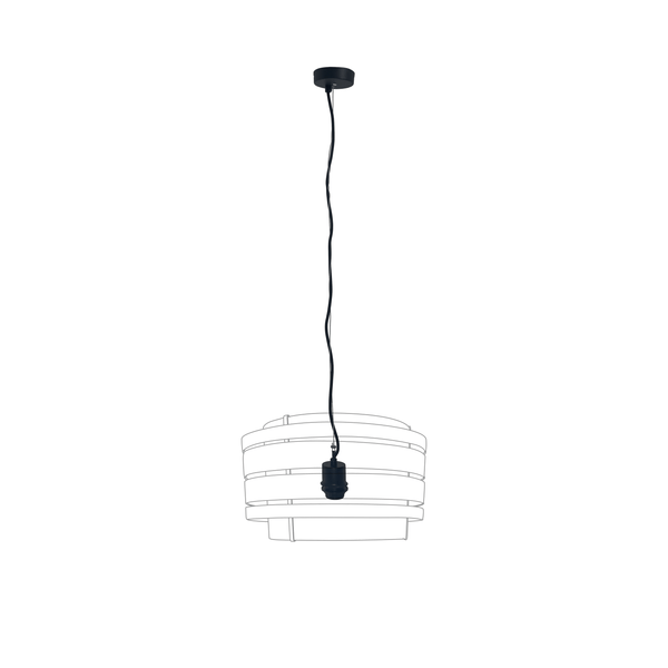 Pendant Electric Unit (Universal E27) 150cm - Stainless Steel wire-Fabric power cable-Black-"Beam"