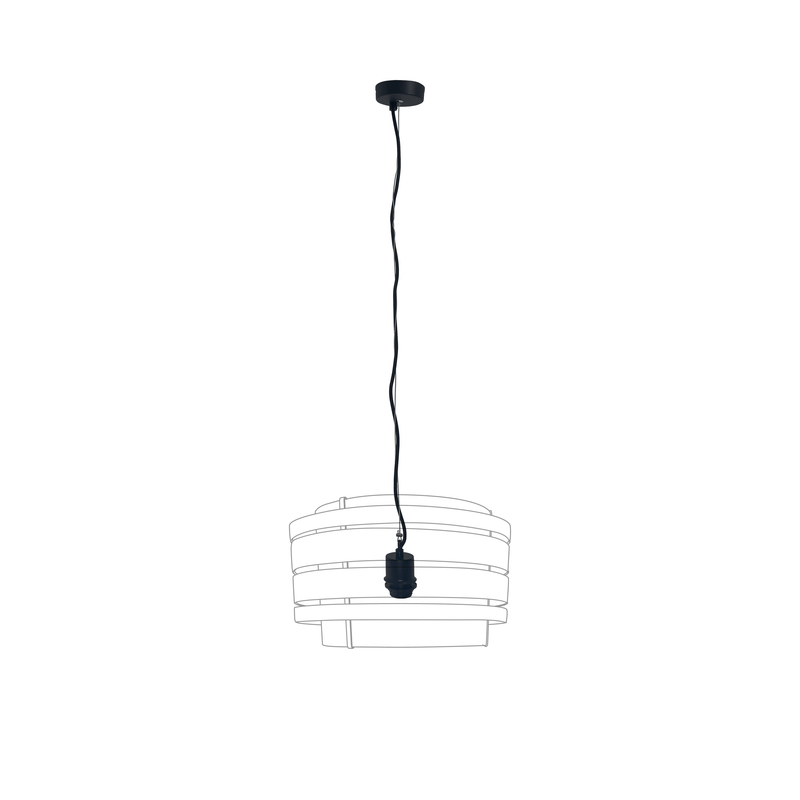 Pendant Electric Unit (Universal E27) 150cm - Stainless Steel wire-Fabric power cable-Black-"Beam"