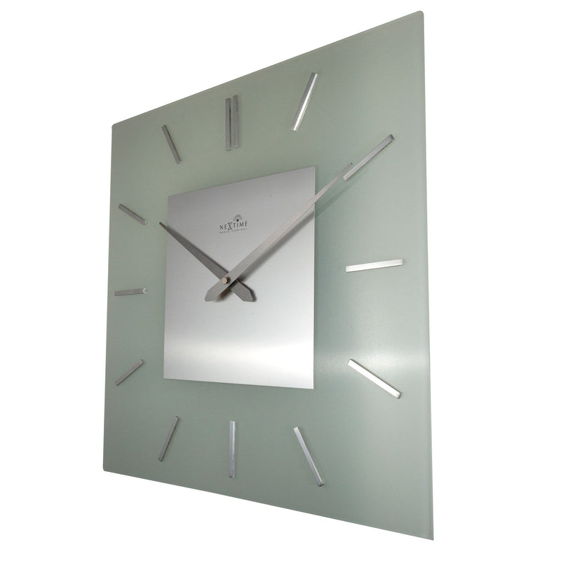 Wall clock - 40 x 40 cm - Frosted glass - 'Stripe Square Radio Controlled'