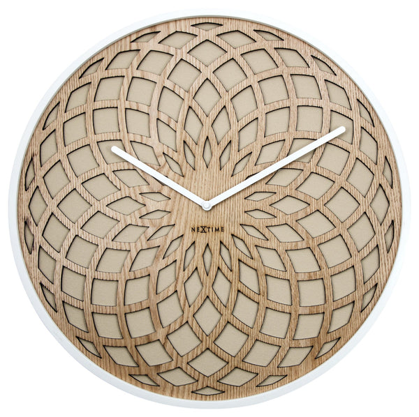 Front Picture 3149BE,Sun Large,Wall clock,Silent,Wood,Beige,#color_cream,size_50cm