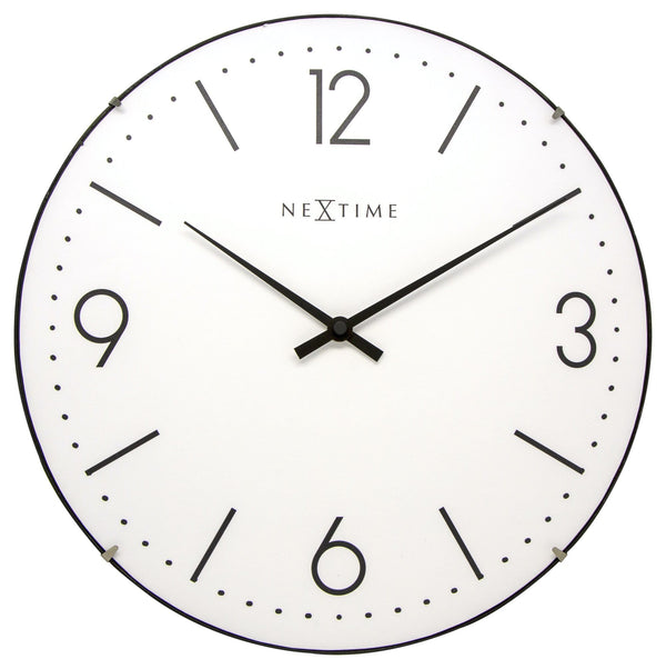 Front Picture 3157WI,Basic Dome,Wall clock,Silent,Glass,White #color_white