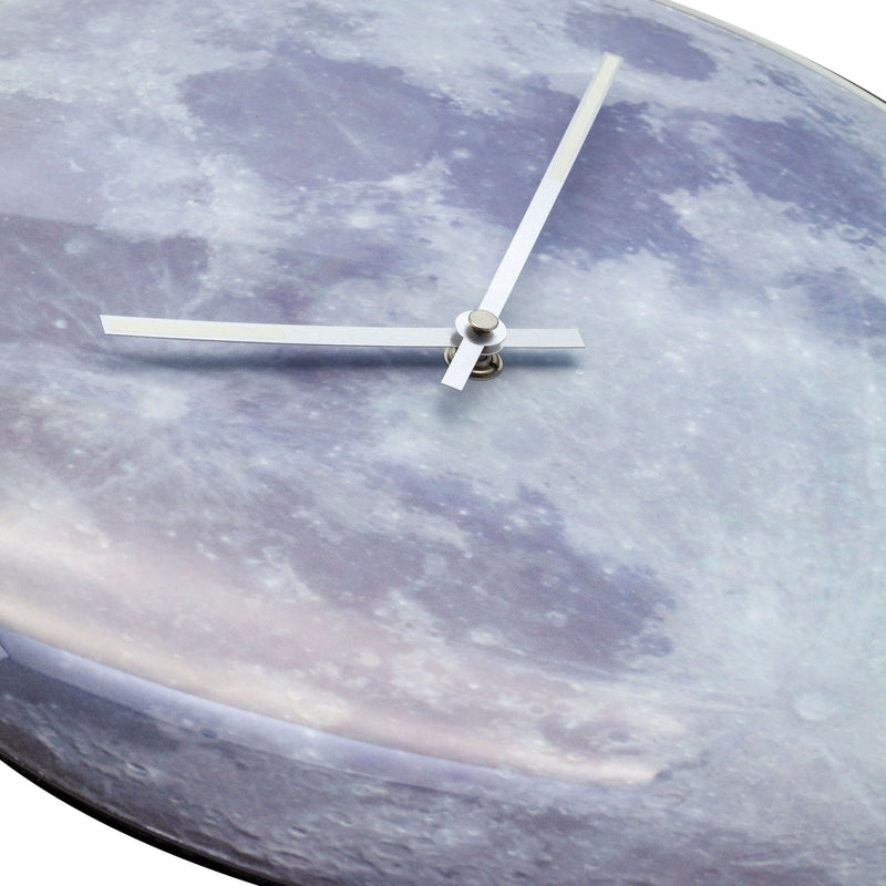 Wandklok - 35 cm - Koepelglas - Glow-in-the-dark- 'Blue Moon dome'.