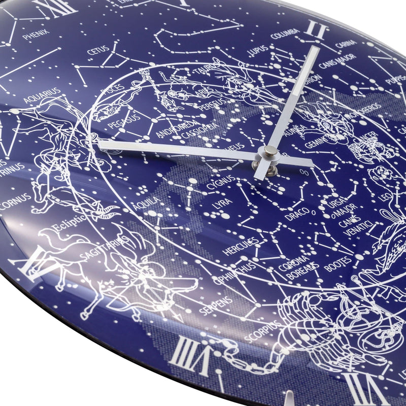 Wall clock -  35 cm  - Dome Glass - Glow-in-the-dark- 'Milky Way dome'