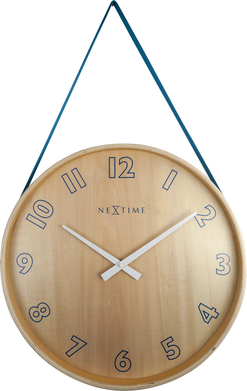 Front Picture 3234BL,Loop Big,Wall clock,Silent,Wood,Blue,